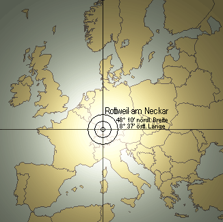 Rottweil on a map of Europe